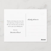 Hot Roze en Zwarte Bloemen Kant Trouwen Dank U Briefkaart (Achterkant)