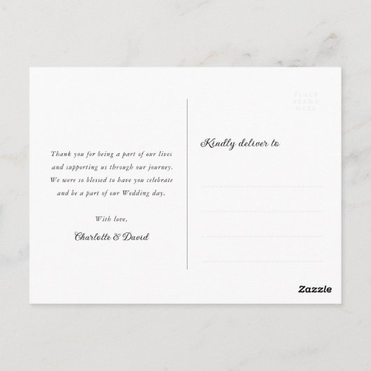 Hot Roze en Zwarte Bloemen Kant Trouwen Dank U Briefkaart (Achterkant)