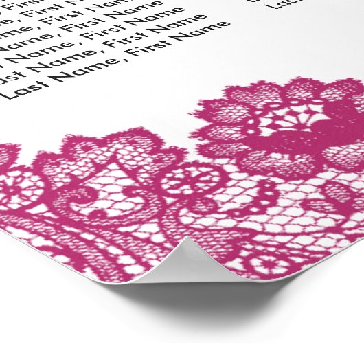 Hot Roze en Zwarte bruiloft Zitting Grafiek 12 Poster (Hoek)