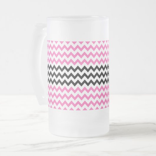 Hot-roze en zwarte Chevron van Shirley Taylor Matglas Bierpul (Voorkant links)