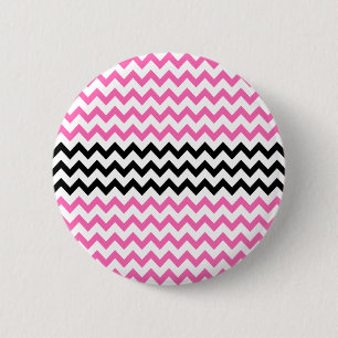 Hot-roze en zwarte Chevron van Shirley Taylor Ronde Button 5,7 Cm