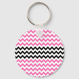 Hot-roze en zwarte Chevron van Shirley Taylor Sleutelhanger