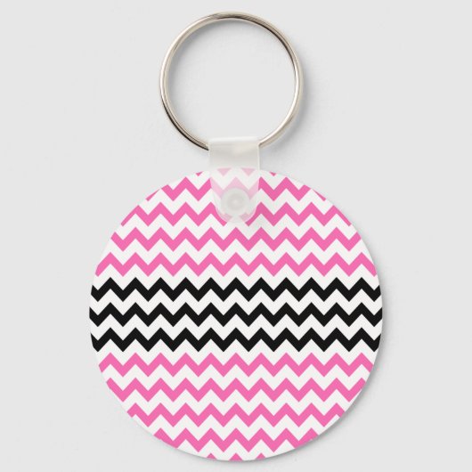 Hot-roze en zwarte Chevron van Shirley Taylor Sleutelhanger (Voorkant)