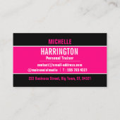 Hot-roze en zwarte, eenvoudige, moderne trainer visitekaartje (Achterkant)