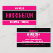Hot-roze en zwarte, eenvoudige, moderne trainer visitekaartje (Voorkant / Achterkant)
