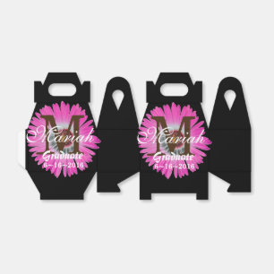 Hot Roze en Zwarte Gerbera Daisy Flower Favoriet B Bedankdoosjes