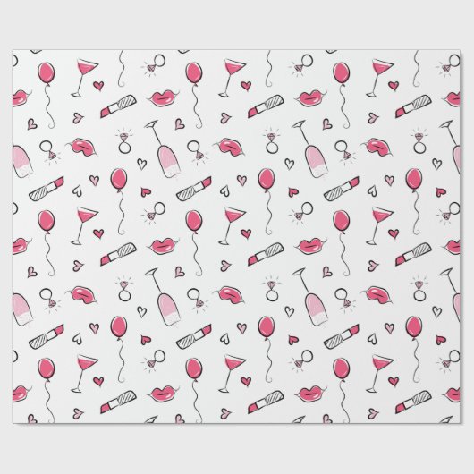 Hot-roze en zwarte handschoenen cadeaupapier (Vlak)