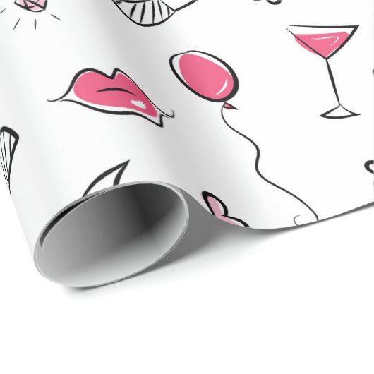 Hot-roze en zwarte handschoenen cadeaupapier (Rol Hoek)