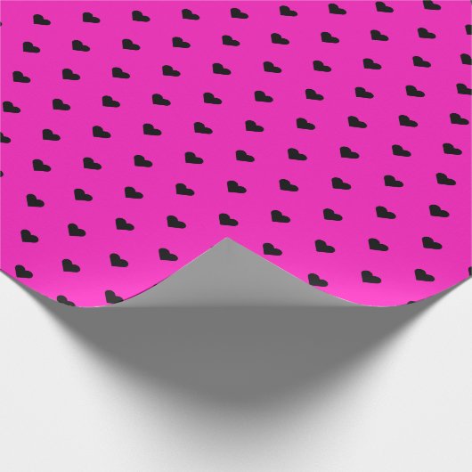 Hot-roze en zwarte harten | Aangepast opvulpapier Cadeaupapier (Hoek)