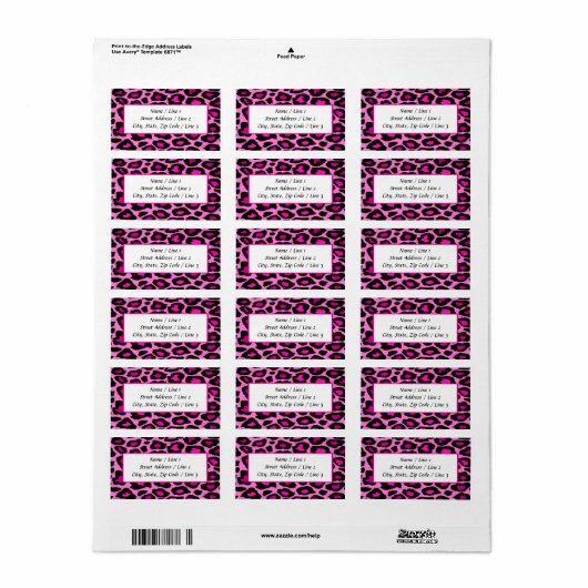 Hot-roze en zwarte luipaard Adresetiketten afdrukk Etiket (Full Sheet)