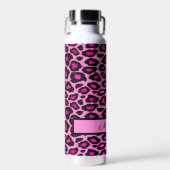 Hot-roze en zwarte luipaard afdrukken op maat waterfles (Voorkant)