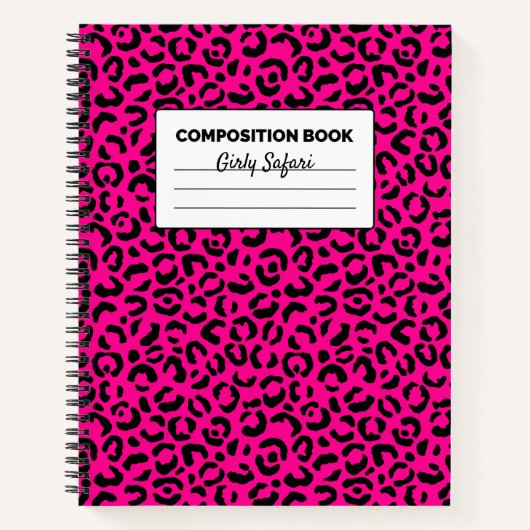 Hot-roze en zwarte luipaard notitieboek (Voorkant)