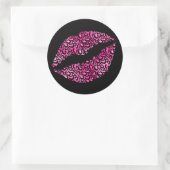 Hot-roze en zwarte luipaarden Lipstick Ronde Sticker (Tas)