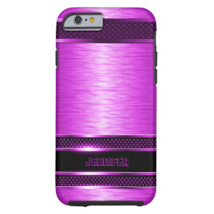 Hot-roze en zwarte metalen aluminium blikjes tough iPhone 6 hoesje