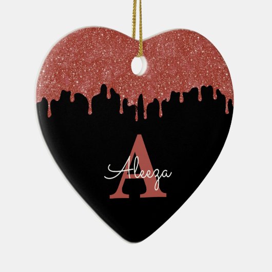 Hot-roze en zwarte monogram Glitter Drivers Keramisch Ornament (Rechts)