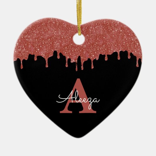 Hot-roze en zwarte monogram Glitter Drivers Keramisch Ornament (Voorkant)