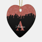 Hot-roze en zwarte monogram Glitter Drivers Keramisch Ornament (Links)