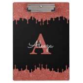 Hot-roze en zwarte monogram Glitter Drivers Klembord (Voorkant)