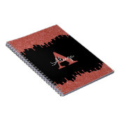 Hot-roze en zwarte monogram Glitter Drivers Notitieboek (Rechterzijde)