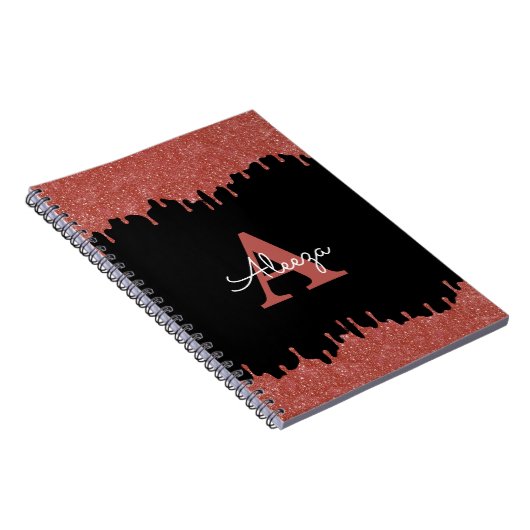 Hot-roze en zwarte monogram Glitter Drivers Notitieboek (Rechterzijde)