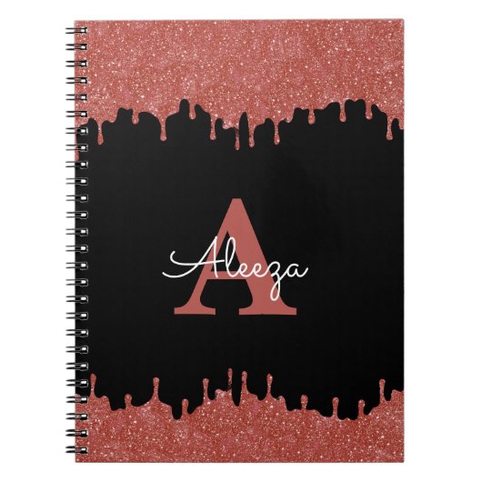 Hot-roze en zwarte monogram Glitter Drivers Notitieboek (Voorkant)