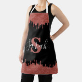 Hot-roze en zwarte monogram Glitter Drivers Schort (Insitu)