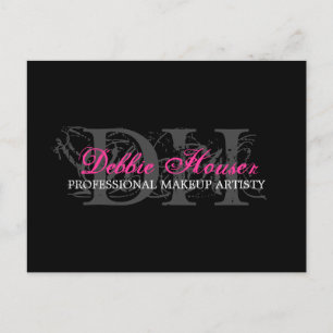 Hot-roze en zwarte monogram Makeup Comp-kaart Briefkaart