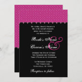 Hot-roze en zwarte poka-dots Weddenschap Kaart (Voorkant / Achterkant)