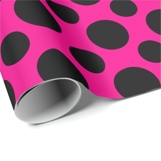 Hot-roze en zwarte poolpunten cadeaupapier (Rol Hoek)
