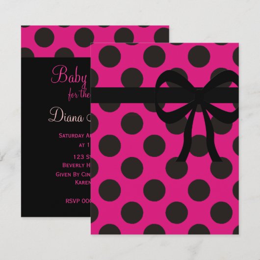 Hot-roze en zwarte poolpunten kaart (Voorkant / Achterkant)