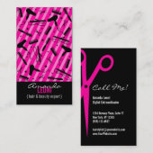 Hot-roze en zwarte salon gereedschap Verticaal Visitekaartje (Voorkant / Achterkant)