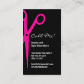 Hot-roze en zwarte salon gereedschap Verticaal Visitekaartje (Achterkant)