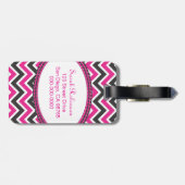 Hot-roze en zwarte scharretons bagagelabel (Achterkant horizontaal)