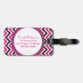 Hot-roze en zwarte scharretons bagagelabel (Achterkant horizontaal)