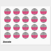 Hot roze en zwarte stip dank u ronde sticker (Vel)