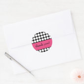 Hot roze en zwarte stip dank u ronde sticker (Envelop)