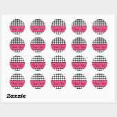 Hot roze en zwarte stip dank u script ronde sticker (Vel)