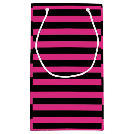 Hot-roze en zwarte stripes klein cadeauzakje (Achterkant)
