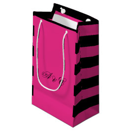 Hot-roze en zwarte stripes klein cadeauzakje