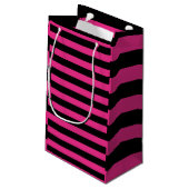 Hot-roze en zwarte stripes klein cadeauzakje (Achterkant Gekanteld)