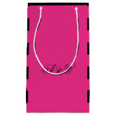 Hot-roze en zwarte stripes klein cadeauzakje (Voorkant)