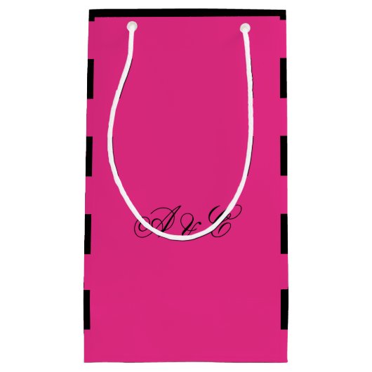 Hot-roze en zwarte stripes klein cadeauzakje (Voorkant)