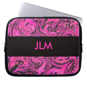 Hot-roze en zwarte vloeibare roze laptop sleeve