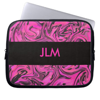Hot-roze en zwarte vloeibare roze laptop sleeve