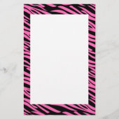 Hot-roze en zwarte zebra afdrukken briefpapier (Voorkant)
