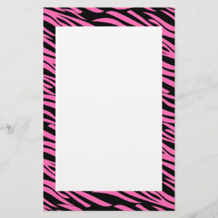 Hot-roze en zwarte zebra afdrukken briefpapier