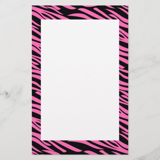 Hot-roze en zwarte zebra afdrukken briefpapier (Voorkant)