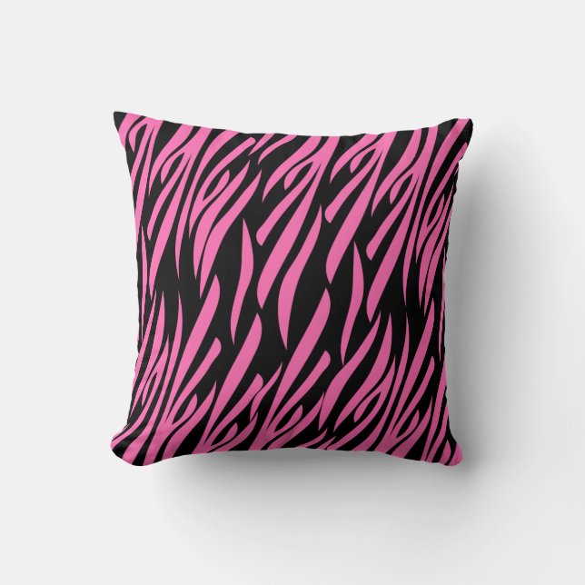 Hot-roze en zwarte zebra afdrukken kussen (Voorkant)