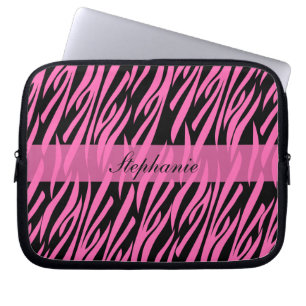 Hot-roze en zwarte zebra afdrukken laptop sleeve