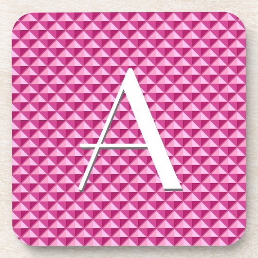 Hot roze, enamel look, bestudeerd raster bier onderzetter (Voorkant)